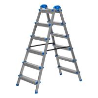 Стремянка двухсторонняя 6 ступеней, сталь профиль, стальные ступени, Сибртех