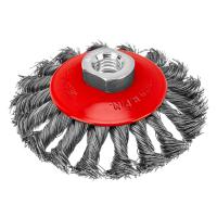 Щетка для УШМ, 100 мм, М14, "тарелка", крученая проволока 0.5 мм Matrix по ценам производителя в Челябинске с доставкой по всей России
