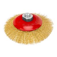 Щетка для УШМ, 125 мм, М14, "тарелка", латунированная витая проволока Matrix по ценам производителя в Челябинске с доставкой по всей России