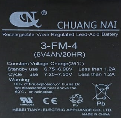 Аккумулятор свинцово-кислотный герм. (WET) 6В/4Ач 98х46х69 для тележки WH-25ES по ценам производителя в Челябинске с доставкой по всей России