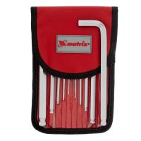 Набор ключей имбусовых HEX, 1.5-12 мм, CrV, 10 шт, удлиненных, шарообразный наконечник, с сатинированным покрытием, чехол Matrix по ценам производителя в Челябинске с доставкой по всей России