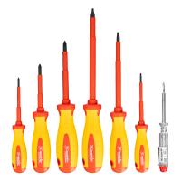 Набор диэлектрических отверток 7 шт, до 1000 В, пробник электрический до 250 В, двухкомпонентные рукоятки Matrix Professional по ценам производителя в Челябинске с доставкой по всей России