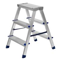 Стремянка двусторонняя 3 ступени, алюминиевая, Сибртех по ценам производителя в Челябинске с доставкой по всей России
