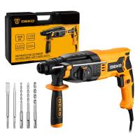 Перфоратор сетевой DEKO DKH900 в кейсе с набором из 5 буров SDS+, 850Вт