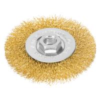 Щетка для УШМ, 100 мм, М14, плоская, латунированная витая проволока Matrix по ценам производителя в Челябинске с доставкой по всей России