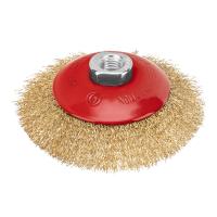 Щетка для УШМ, 115 мм, М14, "тарелка", латунированная витая проволока Matrix по ценам производителя в Челябинске с доставкой по всей России