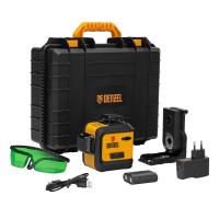 Лазерный уровень мультипризм. LXI 360-3 Green, 30 м, 520 Нм, акк. Li 2800 mAh, резьба 1/4" Denzel