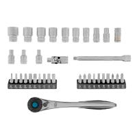 Набор торцевых головок, трещотка 120 зубьев, 1/4", CrV, 36 предметов Gross по ценам производителя в Челябинске с доставкой по всей России