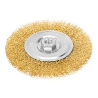 Щетка для УШМ, 150 мм, М14, плоская, латунированная витая проволока Matrix по ценам производителя в Челябинске с доставкой по всей России