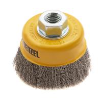 Щетка для УШМ, 75 мм, "Чашка", витая нержавеющая проволока 0.3 мм, М14 Denzel по ценам производителя в Челябинске с доставкой по всей России