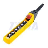 Пульт управления 6 кнопками, 2 кнопки две скорости, 4 кнопки - 1 скорость, стоп, ключ, старт, для кран балки, IP55