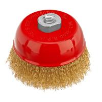 Щетка для УШМ, 100 мм, М14, "чашка", латунированная витая проволока Matrix по ценам производителя в Челябинске с доставкой по всей России