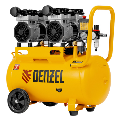 Компрессор безмасляный, малошумный DLS 1500/50, 1500 ВТ, 2x750, 50 л, 260 л/мин Denzel по ценам производителя в Челябинске с доставкой по всей России