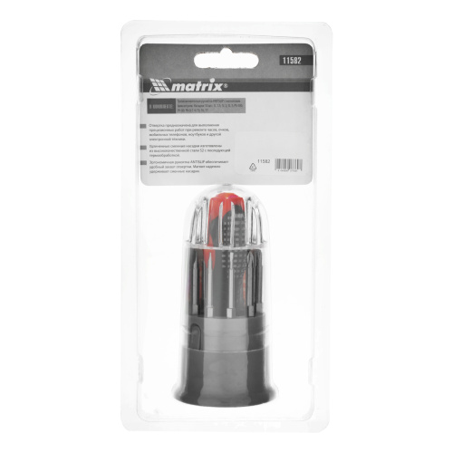 Отвертка для точных работ Fusion с насадками, 11 предметов, в пластиковом пенале, трехкомпонентная рукоятка Matrix по ценам производителя в Челябинске с доставкой по всей России