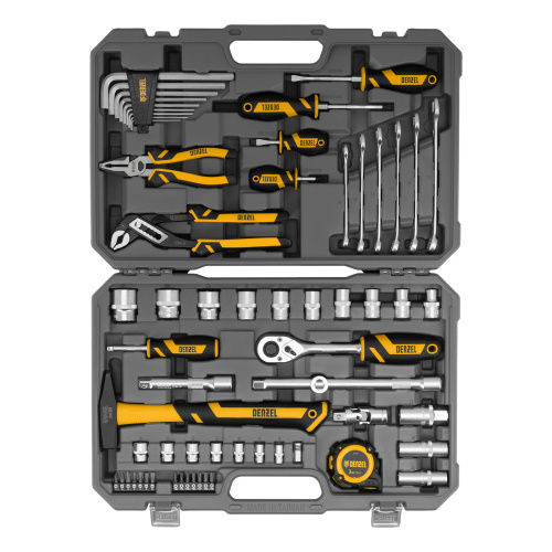 Набор инструментов, 1/2", 1/4", CrV, S2, пластиковый кейс, 64 предмета Denzel по ценам производителя в Челябинске с доставкой по всей России