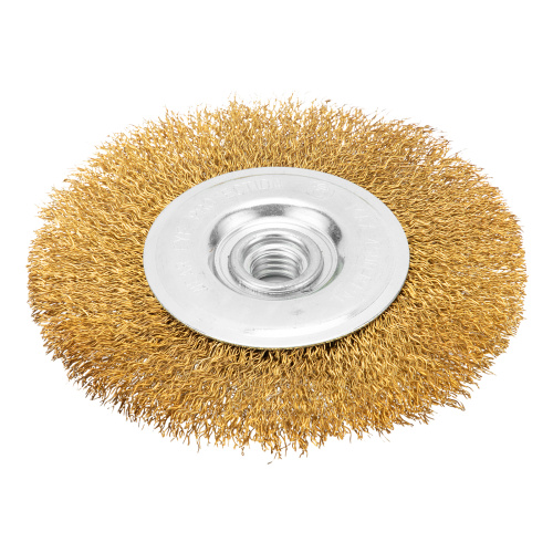 Щетка для УШМ, 125 мм, М14, плоская, латунированная витая проволока Matrix по ценам производителя в Челябинске с доставкой по всей России