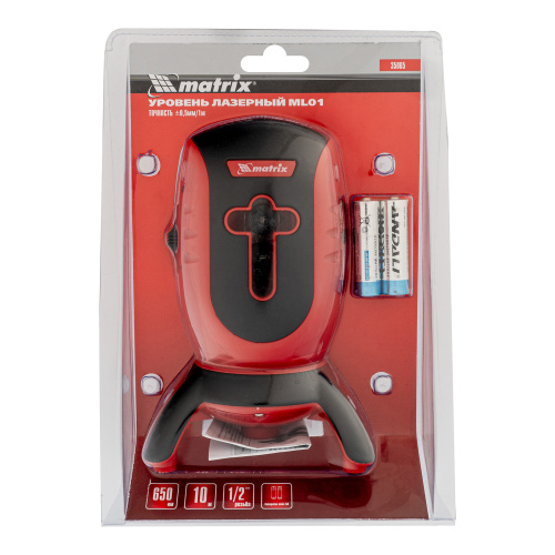 Лазерный уровень ML01T, дальность 10 м, точность ± 0,5 мм, / 1 м, длина волны 650 нм, проекция 1 вертикальная 1 горизонтальная плоскость, резьба под штатив 5/8" Matrix по ценам производителя в Челябинске с доставкой по всей России