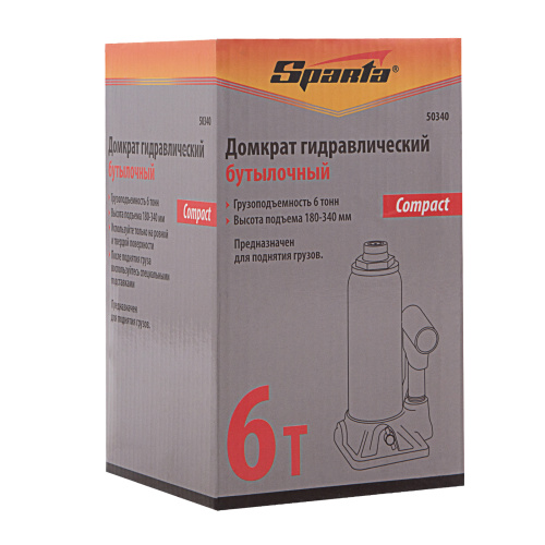 Домкрат гидравлический бутылочный, 6 т, h подъема 180–340 мм Sparta Compact по ценам производителя в Челябинске с доставкой по всей России