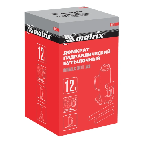 Домкрат гидравлический бутылочный, 12 т, высота подъема 230-465 мм Matrix по ценам производителя в Челябинске с доставкой по всей России