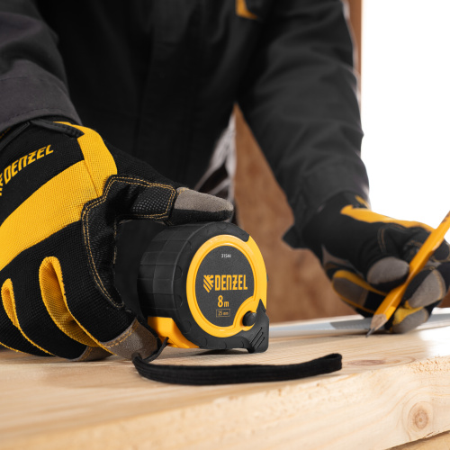 Рулетка 8м х 25мм, двухкомп. корпус, кнопка-пауза Denzel по ценам производителя в Челябинске с доставкой по всей России