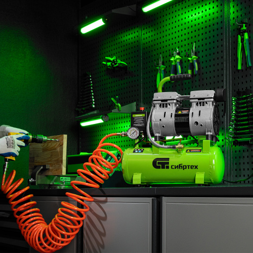 Компрессор безмаслянный малошумный МБ 750/10,750 Вт, 10 л, 150 л/мин Сибртех по ценам производителя в Челябинске с доставкой по всей России