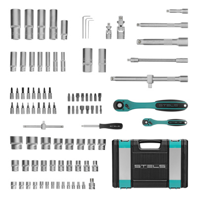 Набор инструментов 1/2", 1/4", CrV, 12 гранные головки, пластиковый кейс, 94 предмета Stels по ценам производителя в Челябинске с доставкой по всей России