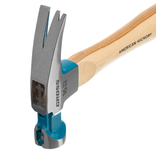 Молоток-гвоздодер, 450 г, угол 75, магнит, обрезиненная рукоятка American hickory GROSS по ценам производителя в Челябинске с доставкой по всей России
