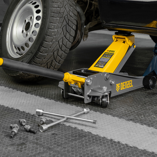 Домкрат гидравлический подкатной, 3 т, 125-470 мм, быстрый подъем, проф. Denzel по ценам производителя в Челябинске с доставкой по всей России