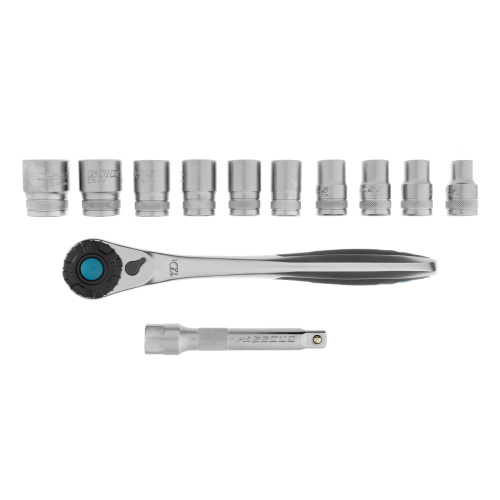 Набор торцевых головок, трещотка 120 зубьев, 1/2", CrV, 12 предметов Gross по ценам производителя в Челябинске с доставкой по всей России