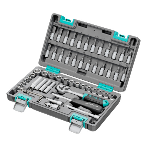 Набор инструментов, 1/4", CrV, пластиковый кейс 57 предметов Stels по ценам производителя в Челябинске с доставкой по всей России