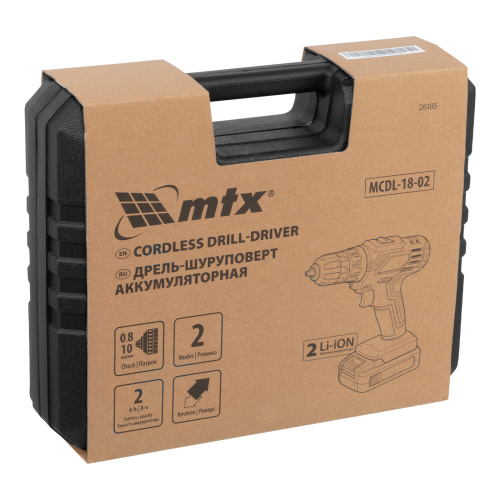 Дрель-шуруповерт аккумуляторная MCDL-18-02, Li-Ion, 18 В, 2 акк. MTX по ценам производителя в Челябинске с доставкой по всей России