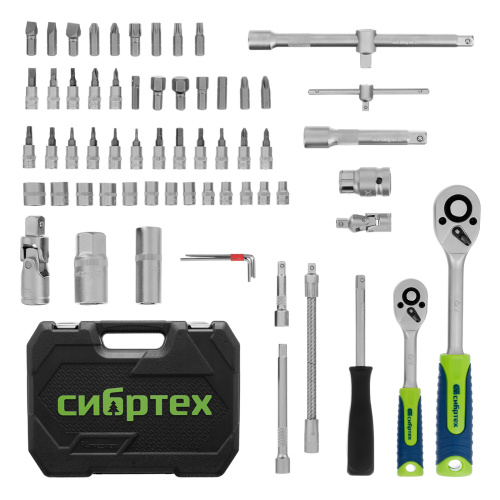 Набор инструментов, 1/2", 1/4", пластиковый кейс, 94 предмета// Сибртех по ценам производителя в Челябинске с доставкой по всей России