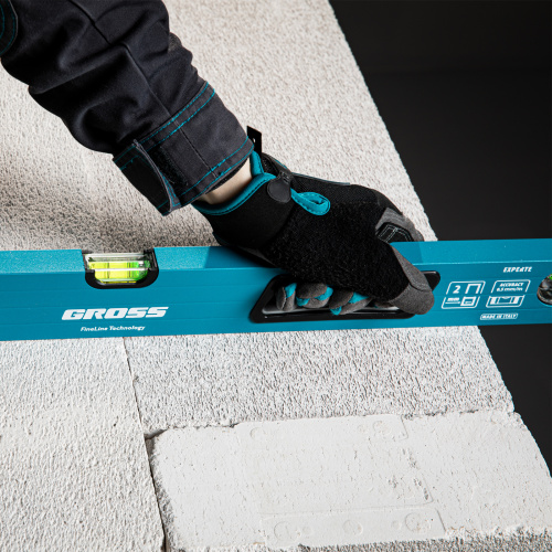 Уровень алюминиевый, 1500 мм, усиленный с ударопрочными заглушками, рукоятки, 3 глазка Gross по ценам производителя в Челябинске с доставкой по всей России