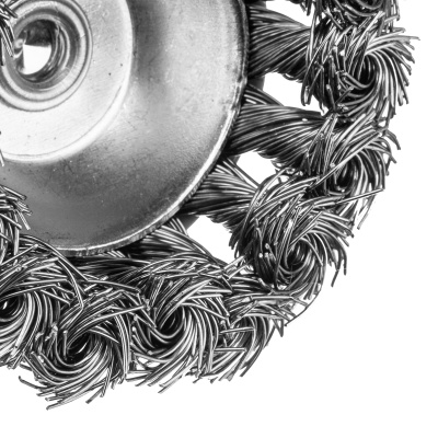 Щетка для дрели, 65 мм, Чашка, со шпилькой, нержавеющая крученая проволока Denzel по ценам производителя в Челябинске с доставкой по всей России