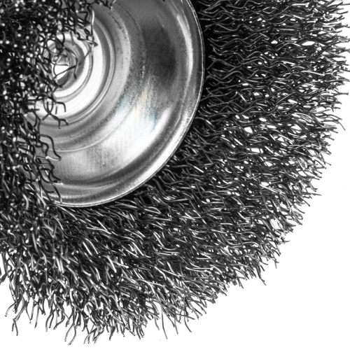 Щетка для дрели, 65 мм, Чашка, со шпилькой , нержавеющая витая проволока Denzel по ценам производителя в Челябинске с доставкой по всей России