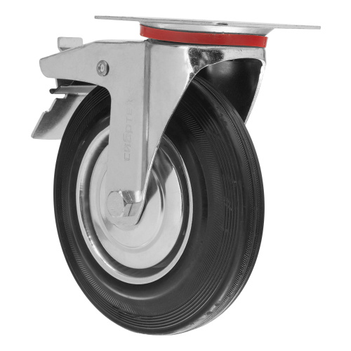 Колесо поворотное с тормозом D 125 мм, крепление  платформенное Сибртех по ценам производителя в Челябинске с доставкой по всей России