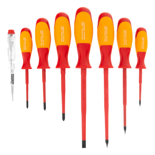 Набор отверток диэлектрических до 1000 В, 8 шт, тестер, CrMo, двухкомпонентные рукоятки Gross по ценам производителя в Челябинске с доставкой по всей России