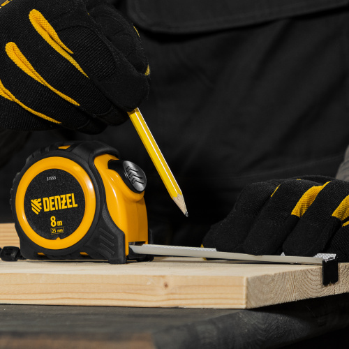Рулетка 8м х 25мм, обрезиненный корпус, автоматическая фиксация Denzel по ценам производителя в Челябинске с доставкой по всей России
