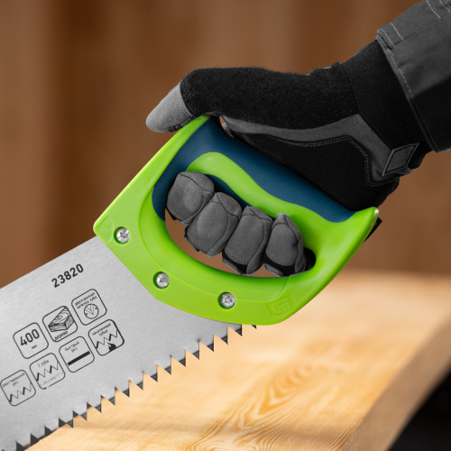 Ножовка по дереву "Зубец", 400 мм, шаг зуба 10 мм, каленый зуб 2D, двухкомпонентная рукоятка Сибртех по ценам производителя в Челябинске с доставкой по всей России