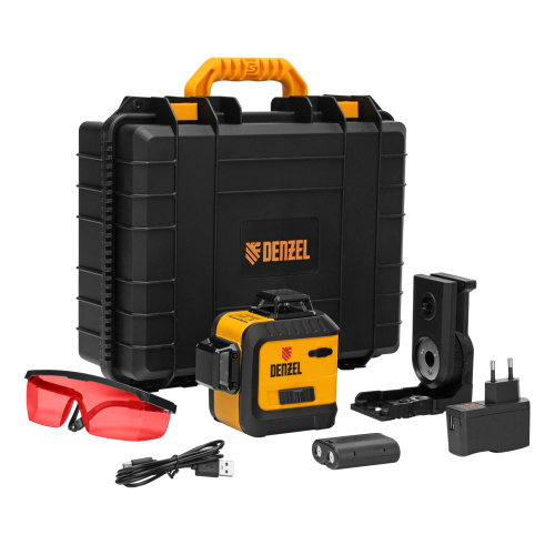 Лазерный уровень мультипризменный LX 360-3 Red, 30 м, 635 нм, аккумулятор Li 2800 мАч, резьба 5/8" Denzel по ценам производителя в Челябинске с доставкой по всей России