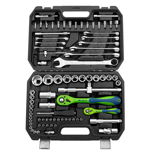 Набор инструментов 82 предмета, CrV, 1/2", 1/4" Сибртех по ценам производителя в Челябинске с доставкой по всей России