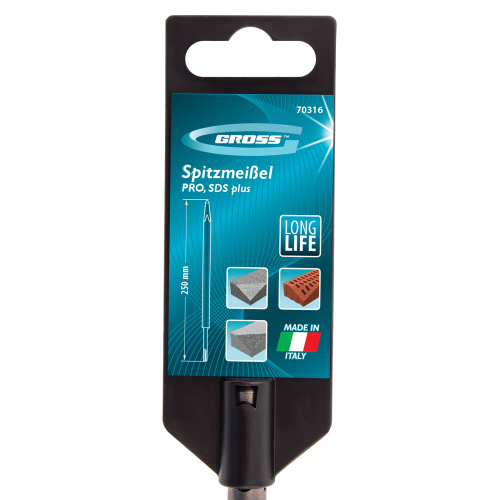 Зубило пикообразное 250 мм, Pro, SDS Plus Gross по ценам производителя в Челябинске с доставкой по всей России