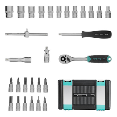 Набор инструментов, 1/4", CrV, пластиковый кейс 29 предметов Stels по ценам производителя в Челябинске с доставкой по всей России