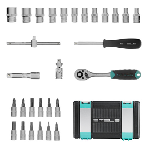 Набор инструментов, 1/4", CrV, пластиковый кейс 29 предметов Stels по ценам производителя в Челябинске с доставкой по всей России
