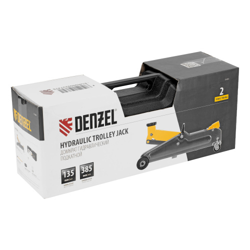 Домкрат гидравлический подкатной, 2 т, 135-385 мм, в пласт. кейсе Denzel по ценам производителя в Челябинске с доставкой по всей России