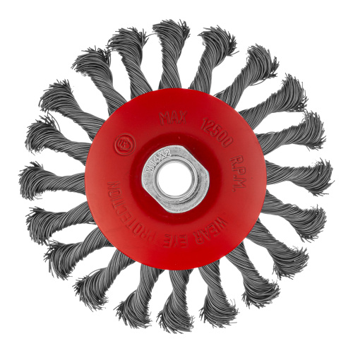 Щетка для УШМ, 125 мм, М14, "тарелка", крученая проволока 0.5 мм Matrix по ценам производителя в Челябинске с доставкой по всей России