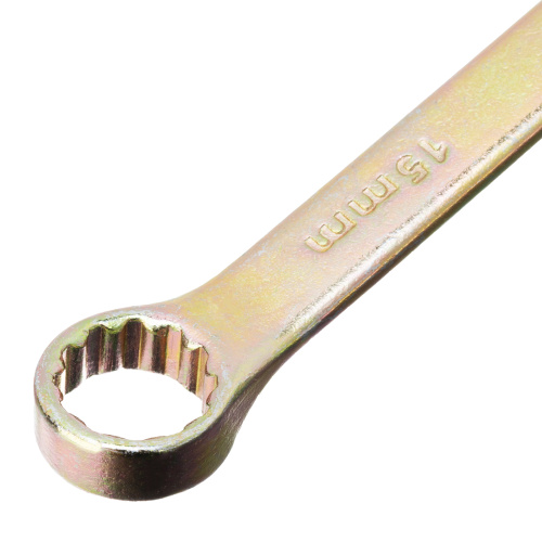Ключ комбинированный, 15 мм, желтый цинк Сибртех по ценам производителя в Челябинске с доставкой по всей России