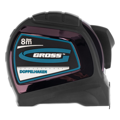 Рулетка "Doppelhaken",8 м x 25 мм,двухсторонний зацеп,Нейлон,двусторонняя шкала,автоматическая фиксация Gross купить в Москве с доставкой по всей России | ProtosMarket.ru