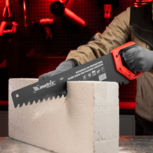 Ножовка по пенобетону, 500 мм, защитное покрытие, твердосплавные напайки на зубья, двухкомпонентная рукоятка Matrix по ценам производителя в Челябинске с доставкой по всей России