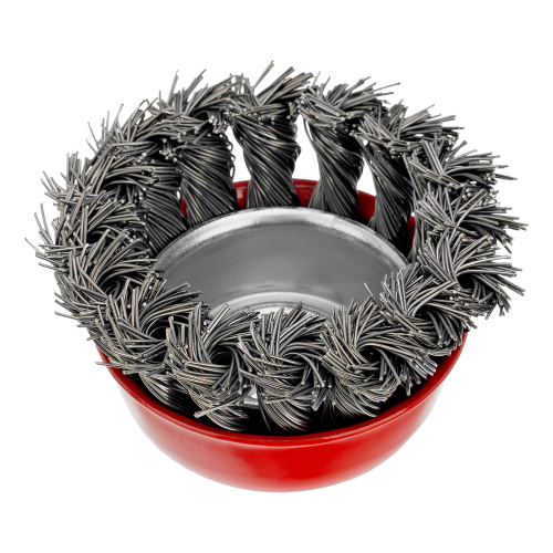 Щетка для УШМ, 65 мм, М14, "чашка", крученая проволока 0.5 мм Matrix по ценам производителя в Челябинске с доставкой по всей России